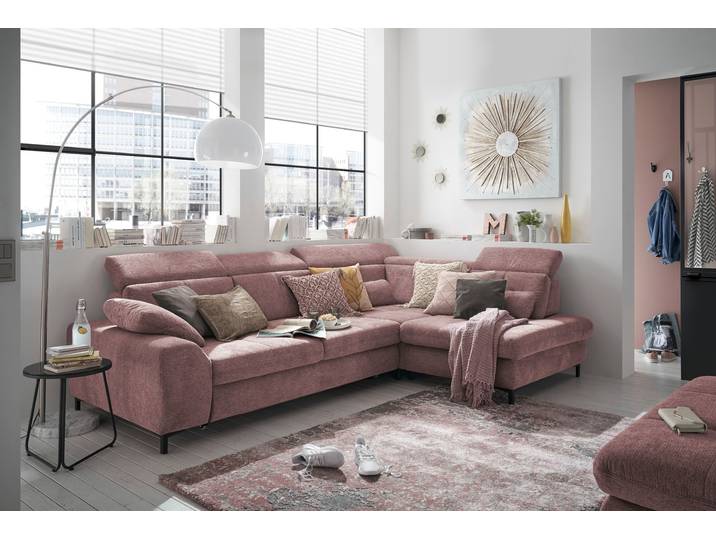 Ecksofa, Flachgewebe, Famosa Wine, 317×220 cm, Verstellbare Sitztiefe & Bettfunktion, Modern, Set One by Musterring