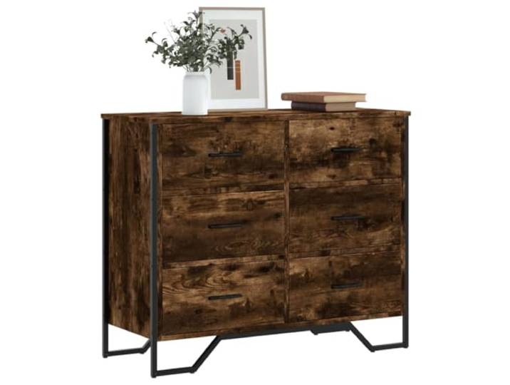 HKQWPBF Kommode Räuchereiche 91x35,5x74,5 cm Holzwerkstoff mit Schubladen Glatte Oberfläche, robuste Tischplatte, vielseitig nutzbar, mit Wandhalterung, pflegeleicht