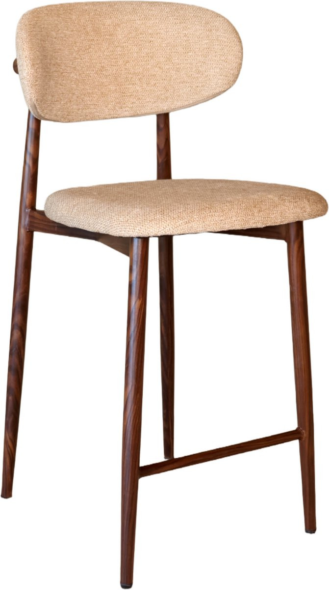 Set van 4 Reika Japandi barkrukken in bruin walnoot met Japanse stijl