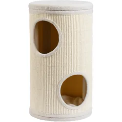 Fudajo Forest Kratztonne weiss-creme 61cm Ø35cm Kratzturm Kratzbaum Katzentonne (61 cm), Katzenbaum