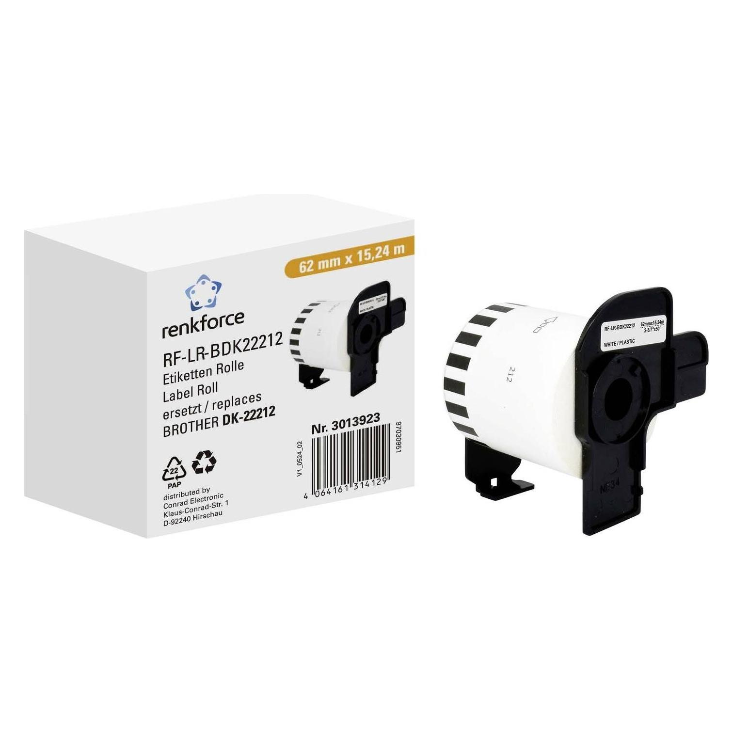 Renkforce Etiketten Rolle 62 mm x 15.24 m Papier Weiss 15.24 m Permanent haftend (62 mm) (RF-6027846)