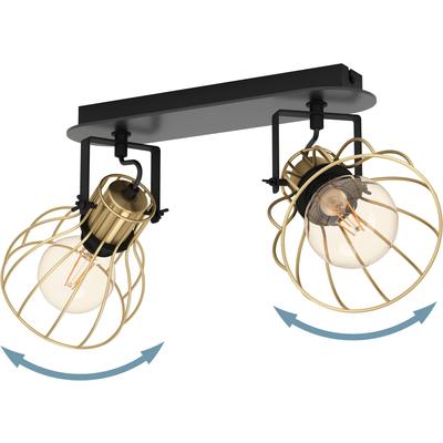 EGLO Deckenspot "SAMBATELLO", schwarz (schwarz, messingfarben), 2, Ø 15cm H: 24cm, 1 Stk., Leuchten, Deckenlampe, Deckenspot mit E27 Fassung, L33,5 x B9 cm, Deckenspot