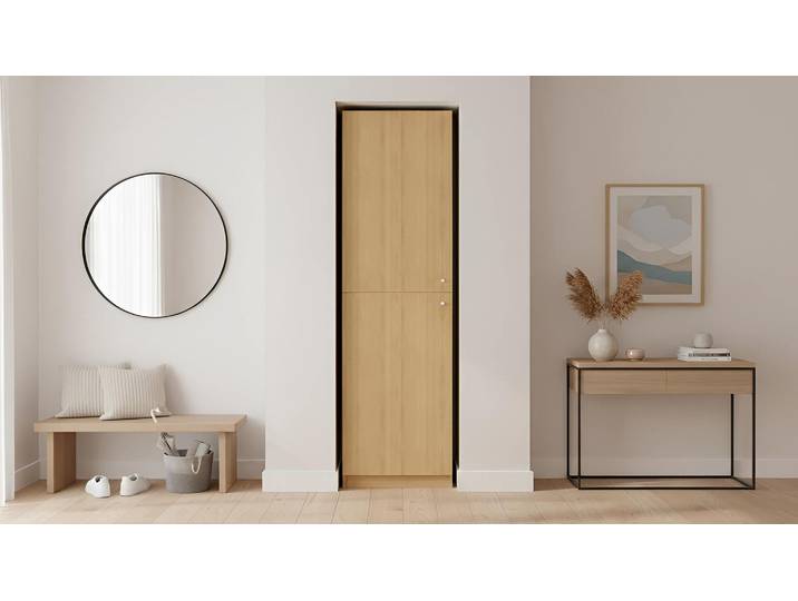 Armoire encastrée étroite Mélaminé premium Chêne