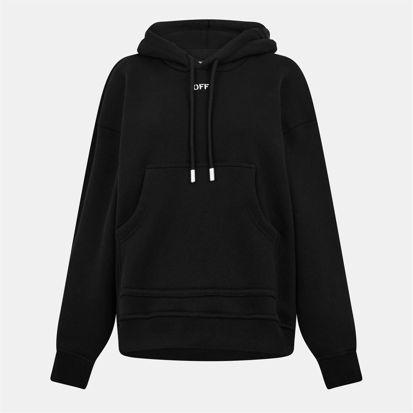 Dames Off White Off Stampullover Hoody in Zwart/Wit