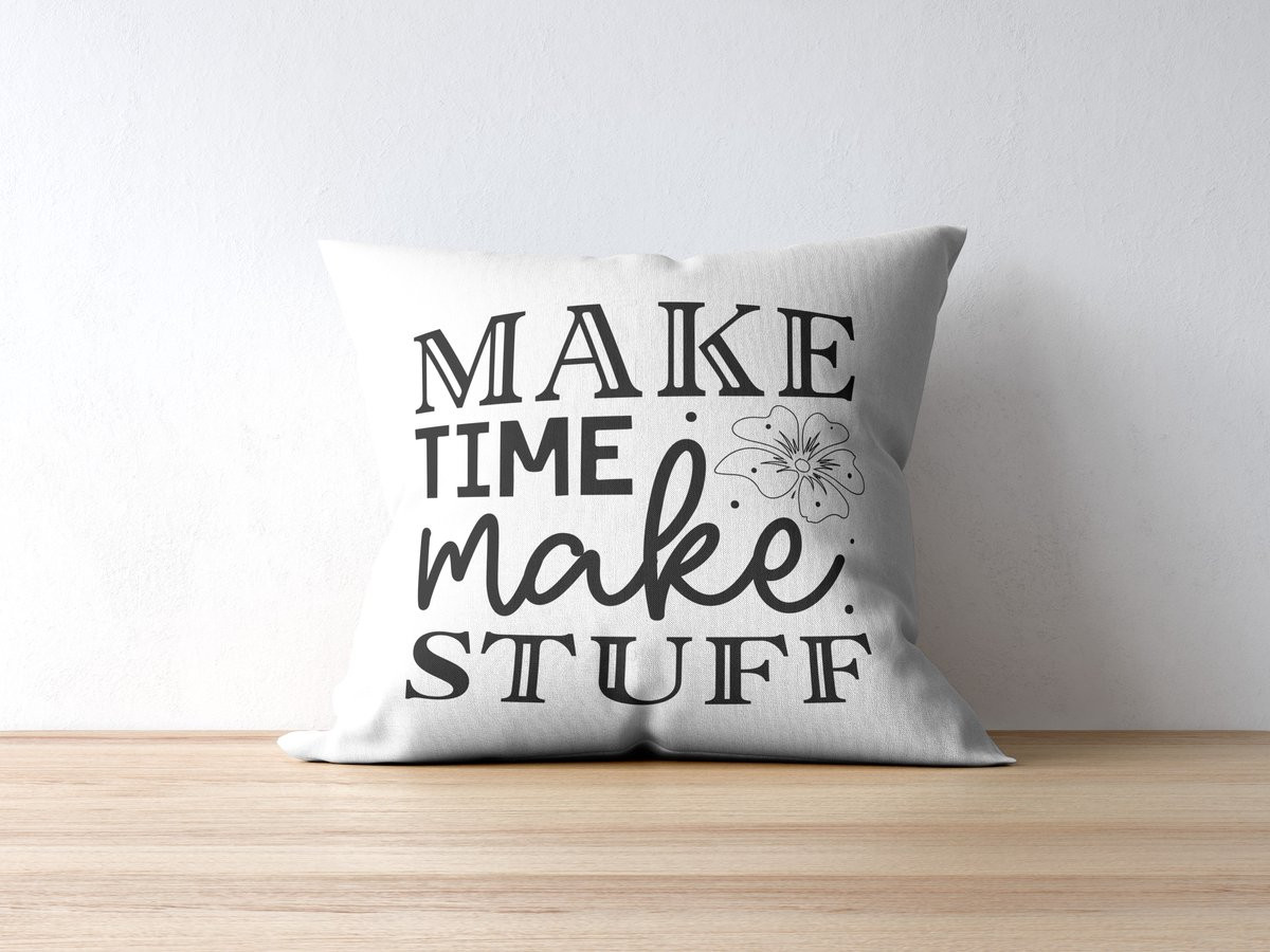 Sierkussen Maak Tijd Maak Spullen - Creatief Hobby Cadeau - 40 x 40 cm