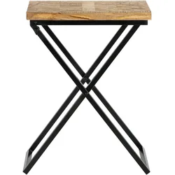 BEISTELLTISCH 48x35x63 cm Natur-Schwarz aus Mangoholz