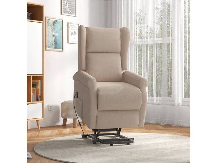 Fauteuil releveur électrique en tissu beige fonction relaxation aide au lever charge max. 200 kg