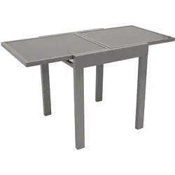 Balkon-Ausziehtisch AMALFI 65/130x65cm, Aluminium silbergrau + Glas grau