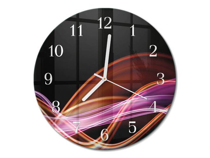 Tulup Wanduhr fi30 cm - Abstrakte Kunst, Lila, Glas, Rund, 30x30x0.4 cm, Dekoration, Uhren, Wanduhren