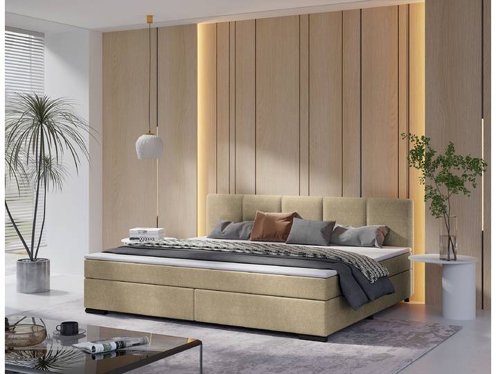 Boxspring-/Familienbett Rheem Typ B 240 x 200cm Webstoff Mavie Beige