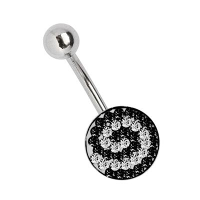 Bauchnabelpiercing ADELIA´S "Piercing Bauchnabelpiercing", schwarz, Piercings, Damen, onesize, Chirurgiestahl, 11 mm Multi-Strass-Platte mit Spirale