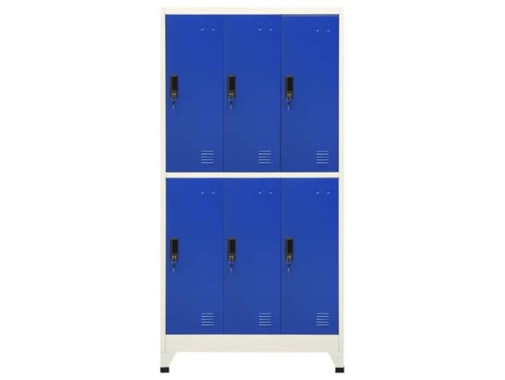 KLGBNCVE Schließfachschrank Grau und Blau 90x45x180 cm Stahl Spindschrank,Stahl,Aufbewahrung,abschließbare Türen,Belüftungsöffnungen,Kleiderbügel,Namensschildhalter,Kleidung,persönliche