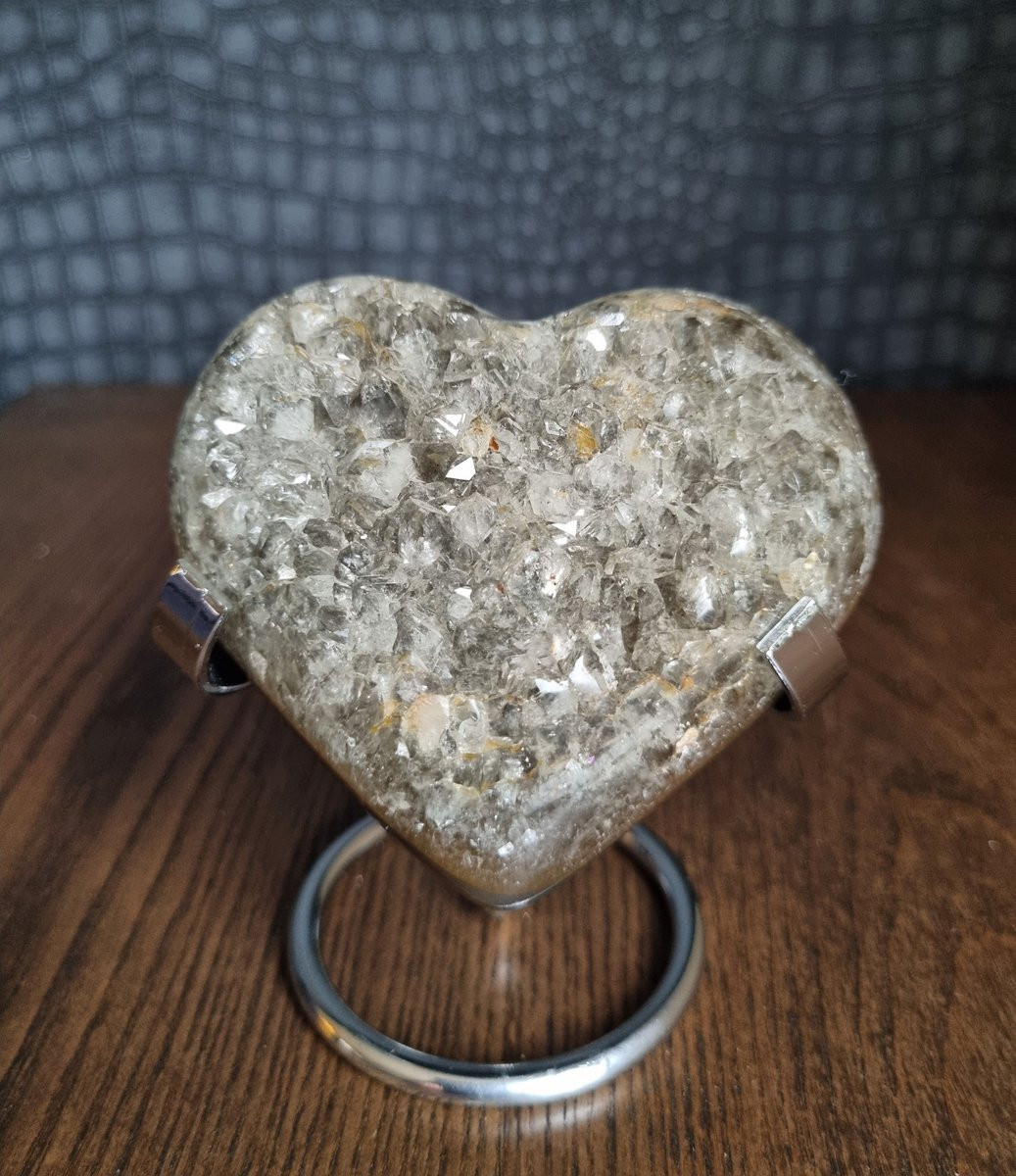 ThaleiaDesign Amethist hart op standaard voor woondecoratie en spiritualiteit