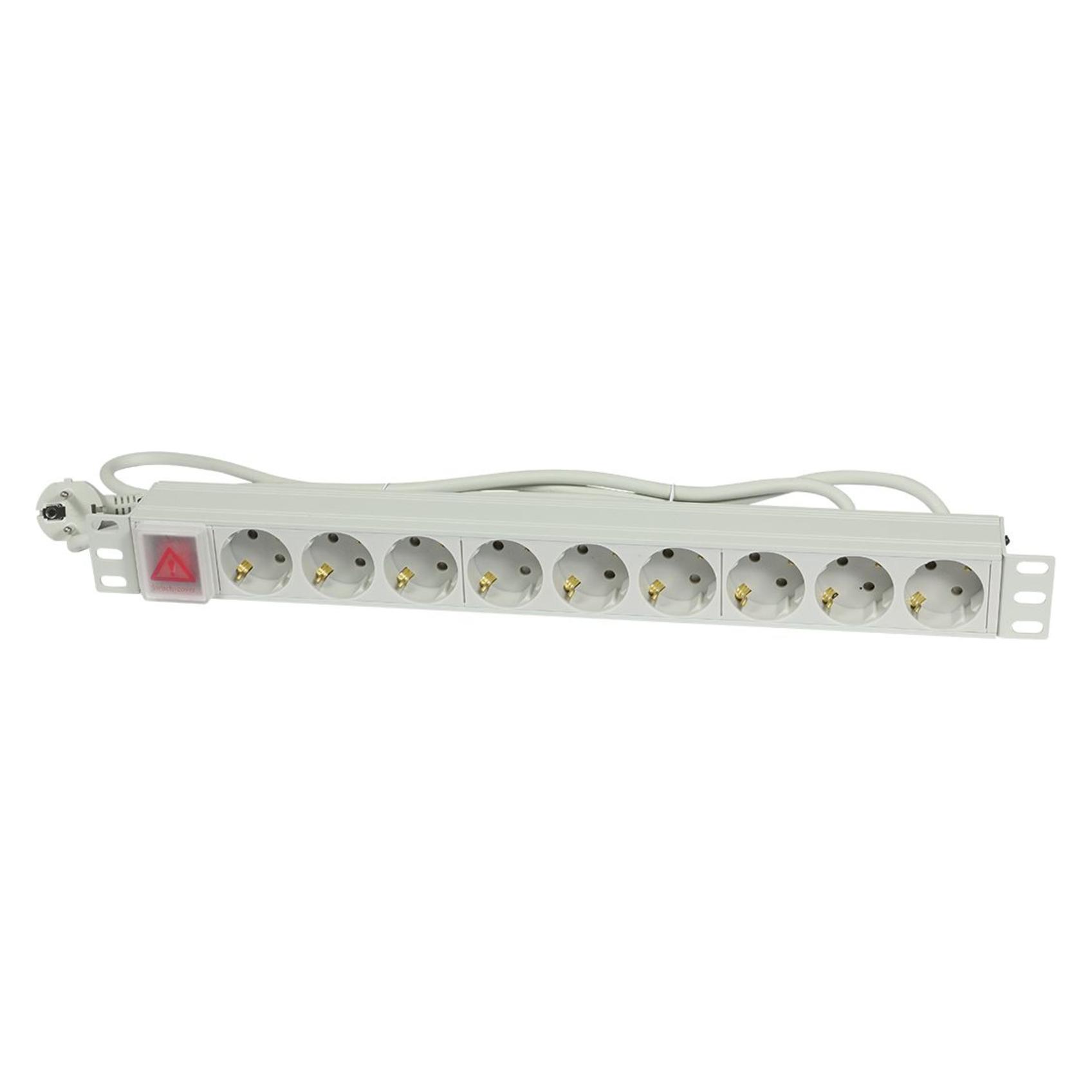 Synergy 21 ALLNET 19"zbh. Steckdosenleiste, 9xDosen(CEE7)->Stecker(CEE7), Schalter, Lichtgrau (S215392V4)