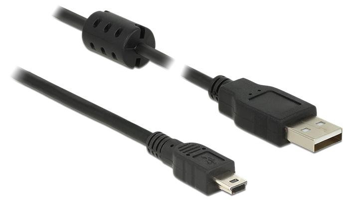 Delock USB-kabel USB naar Mini-USB Type B, USB 2.0, 50 cm, Zwart