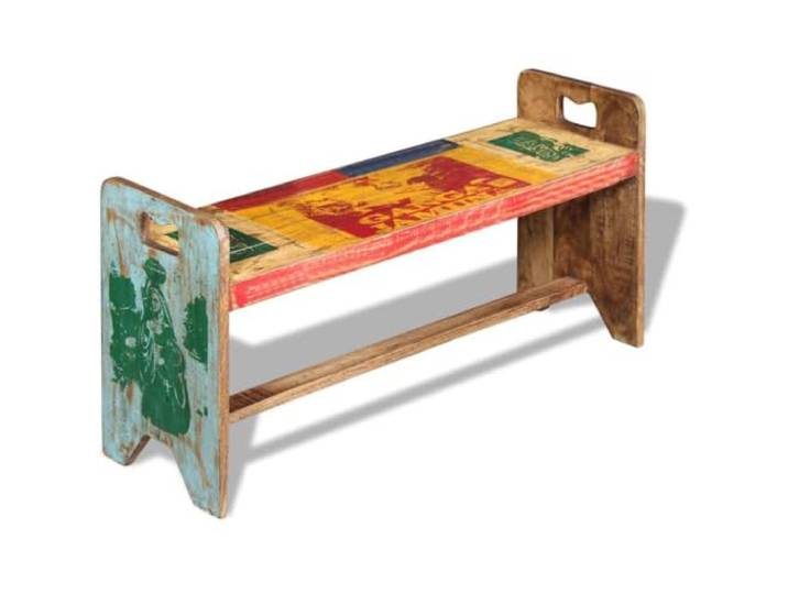 LQMDNFMD Sitzbank Massivholz Vintage Bank Bunt 100x30x50 cm Handgefertigtes Unikat für Schlafzimmer und Diele, kunstvoll bemaltes Altholz mit charmanter Retro-Optik.