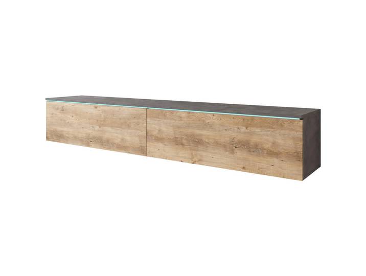 P & B Lowboard D180, Anthrazit, Kastanieneiche, Kunststoff, kaltweiß, 180x30x33 cm, Fsc, stehend, hängend, Beleuchtung, Wohnzimmer, Wohnwände, Lowboards, Lowboards stehend