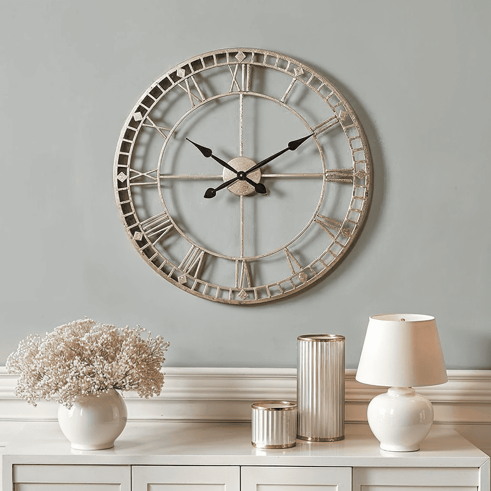 Aldina Large Gold Metal Round Wall Clock