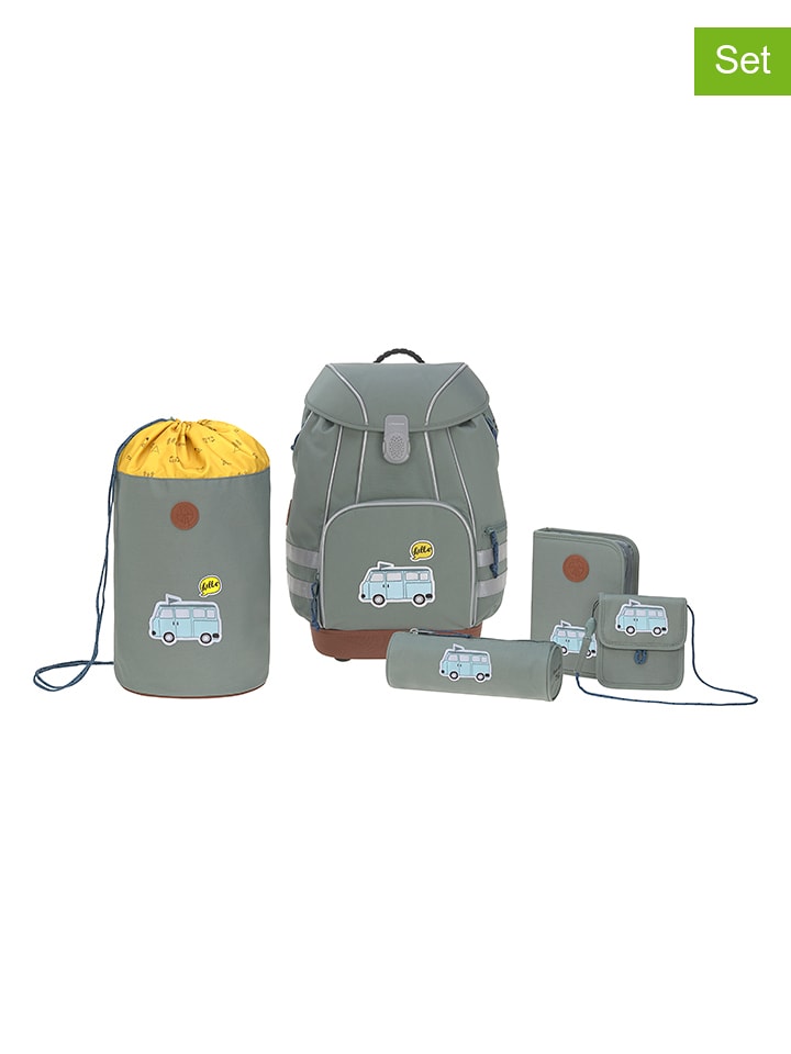 Lässig 5tlg. Schulranzen-Set "Adventure Bus" in Grau - onesize