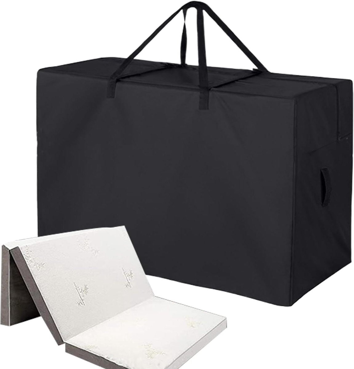 Opvouwbare Matrastas Grijs - Matras Transportzak met Versterkte Handgrepen - B/D/H: 104,5 x 71,5 x 46 cm