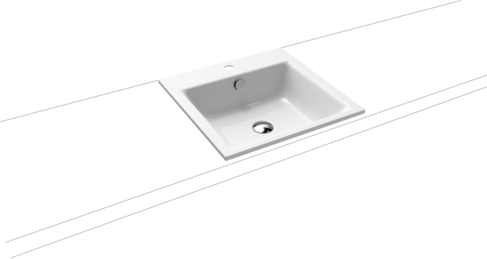 Kaldewei Puro Einbauwaschtisch 900006013001 3150, 46x46x1,4cm,weiss Perl Effekt, 1 Hahnloch