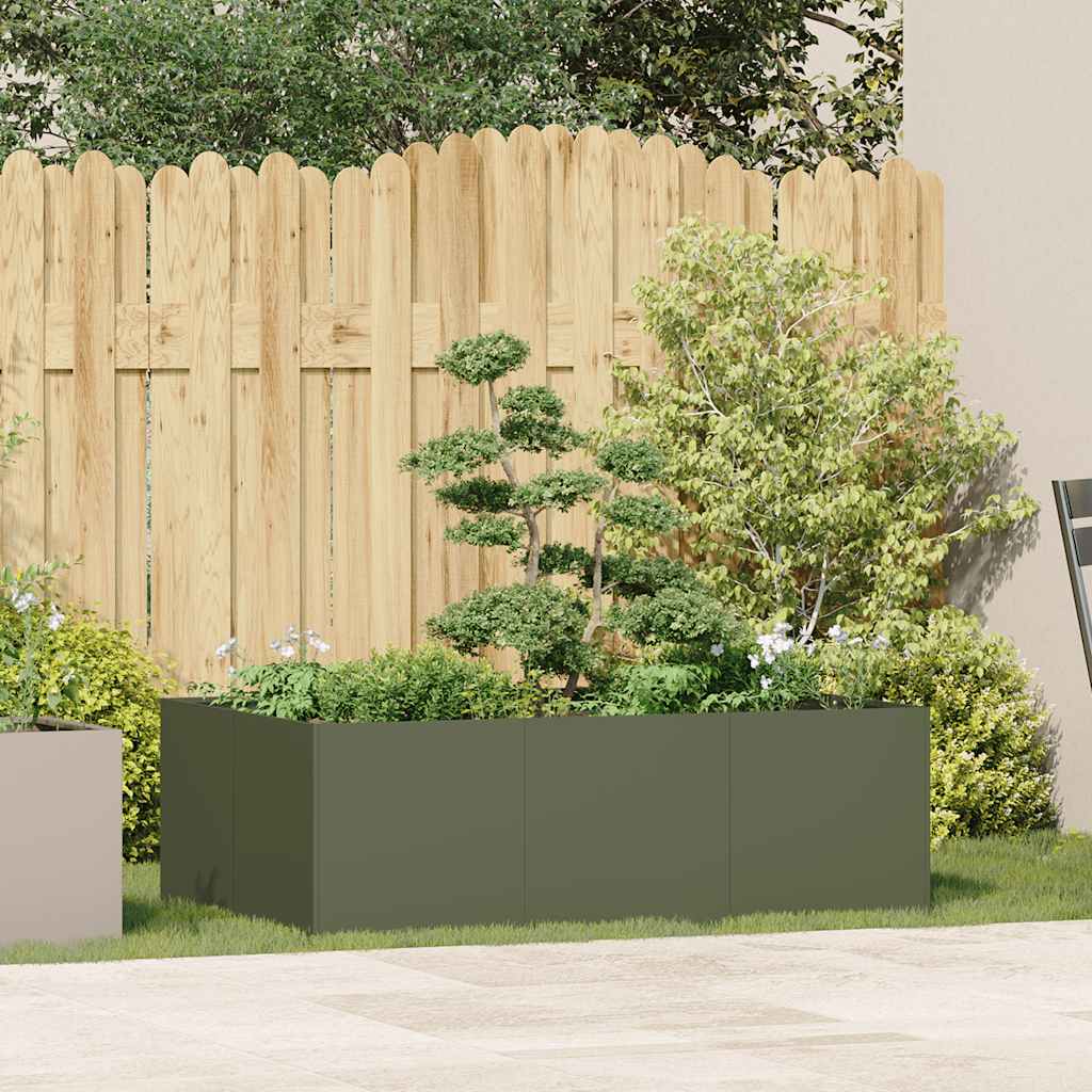vidaXL Jardinière vert olive 120x80x40 cm acier