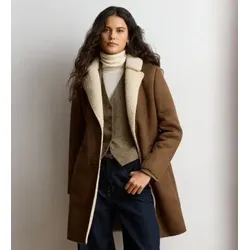 Lauren Ralph Lauren für Damen. 297P04121003 Wildledermantel mit Lammfell, braun (S), Lässig, Klassisch