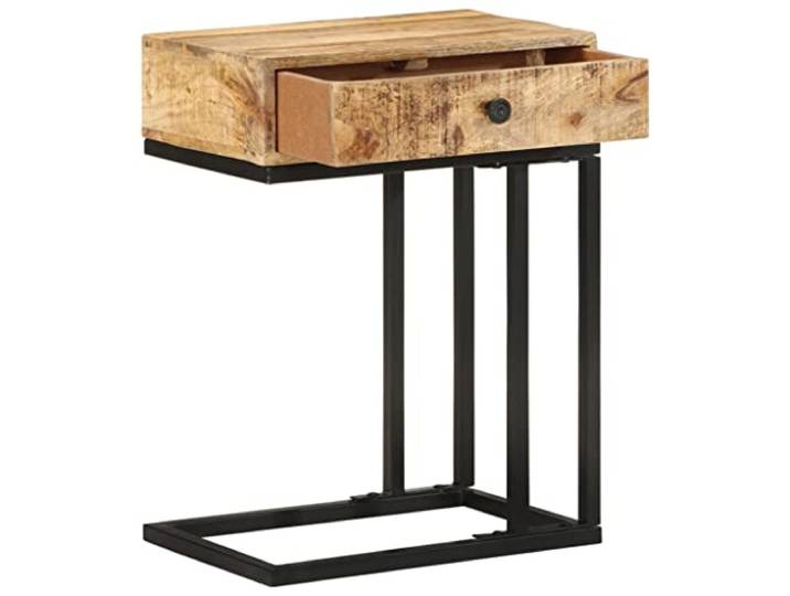 Beistelltisch U-Form aus Massivholz Mango 45x30x61 cm mit Schublade Massives Mangoholz, modernes U-Design, Schublade für Kleinigkeiten, Maserung und kompakte Maße