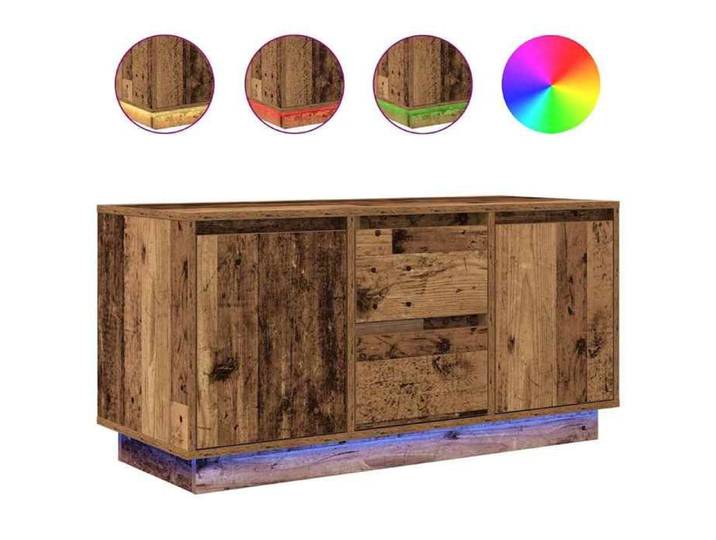 Console TV VENT-FLASH - Banc TV Meuble TV - avec éclairage LED vieux bois 100x41x50 cm - Meuble de Salon（87059）ZLH