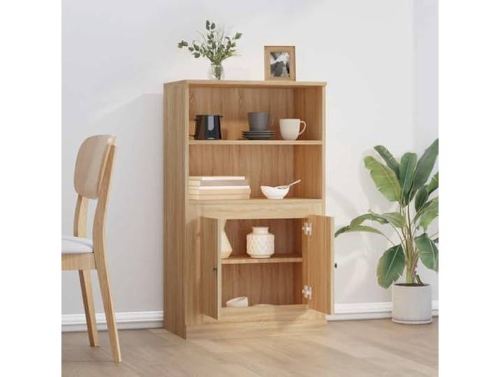KTHLBRH Sideboard Eiche Sonoma 60 x 35,5 x 103,5 cm Mehrschichtholz Robust und stabil, großer Stauraum, Ausstellungsfläche, inklusive Wandbefestigung