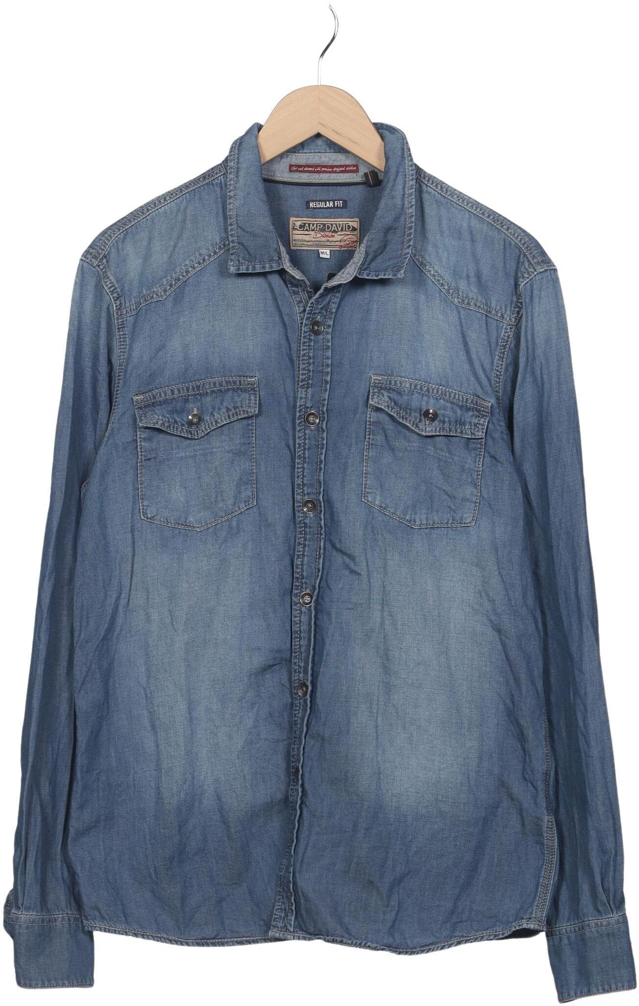 Camp David Herren Hemd, Blau, Gr. M, Baumwolle - Second Hand