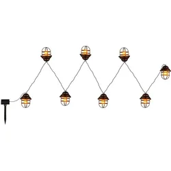 Solarleuchte Außenlampe Gartenleuchte Laternen Lichterkette Terrasse, IP44 Spritzwasserfest Metall schwarz rostfarbig Akku, x8 LED warmweiß, HxLxB 11x430x8 cm