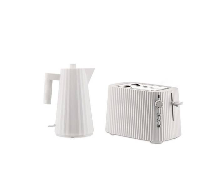 Alessi Wasserkocher und Toaster Plissé Weiß, 1,7 l, 2400 W