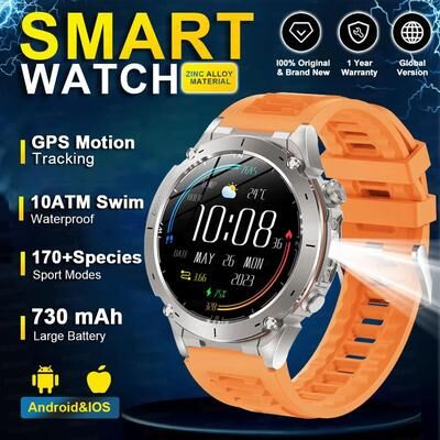Uplift Treasures Stratos 4 GPS Smartwatch AMOLED HD Compass Altimeter Call silver Orange