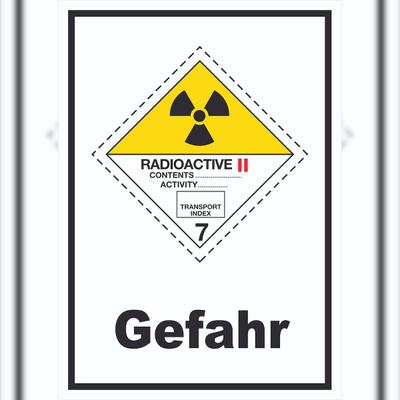 HB-Druck Schild radioaktive Stoffe Gefahr Radioactive II-GELB hochkant A6 (105x148mm)