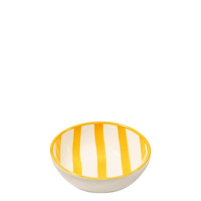 Zafferano Lido 6er-Set gestreifte Schüsseln, italienische Keramik, Gelb, ideal für Vorspeisen und Desserts, modernes Design mit vertikalen Streifen