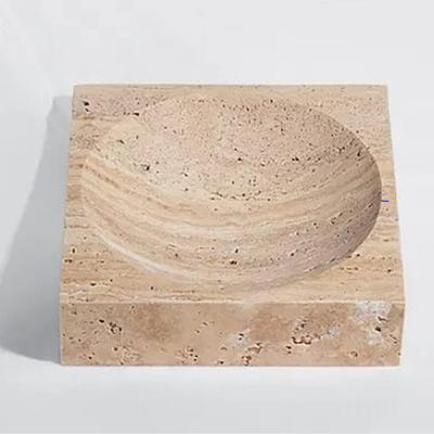 BIDKhome Travertine Large Square Bowl Cream