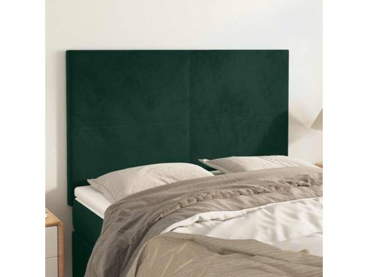 ZXQVLMRS Kopfteil Dunkelgrün 144x5x118/128 cm Samt Bettgestell Höhenverstellbar, Mit bequemer Rückenstütze, Langlebige Lärchenholz-Beine