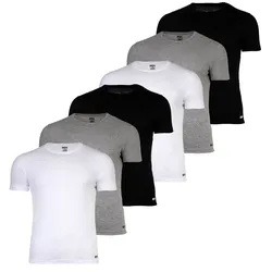 DIESEL Herren T-Shirt, 6er Pack - RANDAL, Unterhemd, Rundhals, kurzarm, Baumwolle Schwarz/Grau/Weiß / S