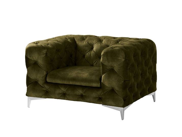 Fauteuil Merlin Vert Velours Tomi 124 x 76 x 97cm