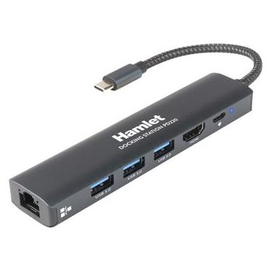 Hamlet HDKC-PD220 USB-C PD 100W - 3xUSB 3.0 + LAN + HDMI 4K (HDKC-PD220) (USB-C, 4 Ports) (HDKC-PD220)