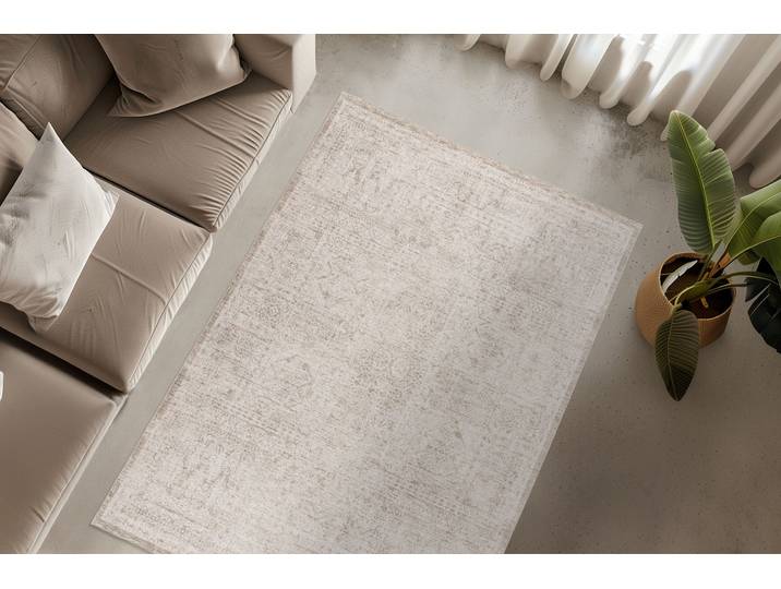 Teppich OBSESSION My Bella 234 , beige (creme), B:80cm H:13mm L:150cm, Polyester, Teppiche, Teppich, modernes Ethno Design, Hoch-Tief Effekt, mit Fransen, Vintage Design