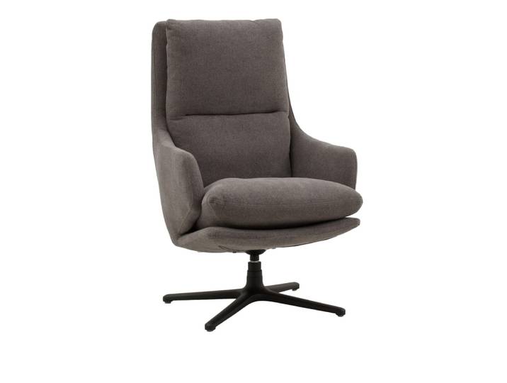Fauteuil pivotant en tissu gris et piétement métal noir
