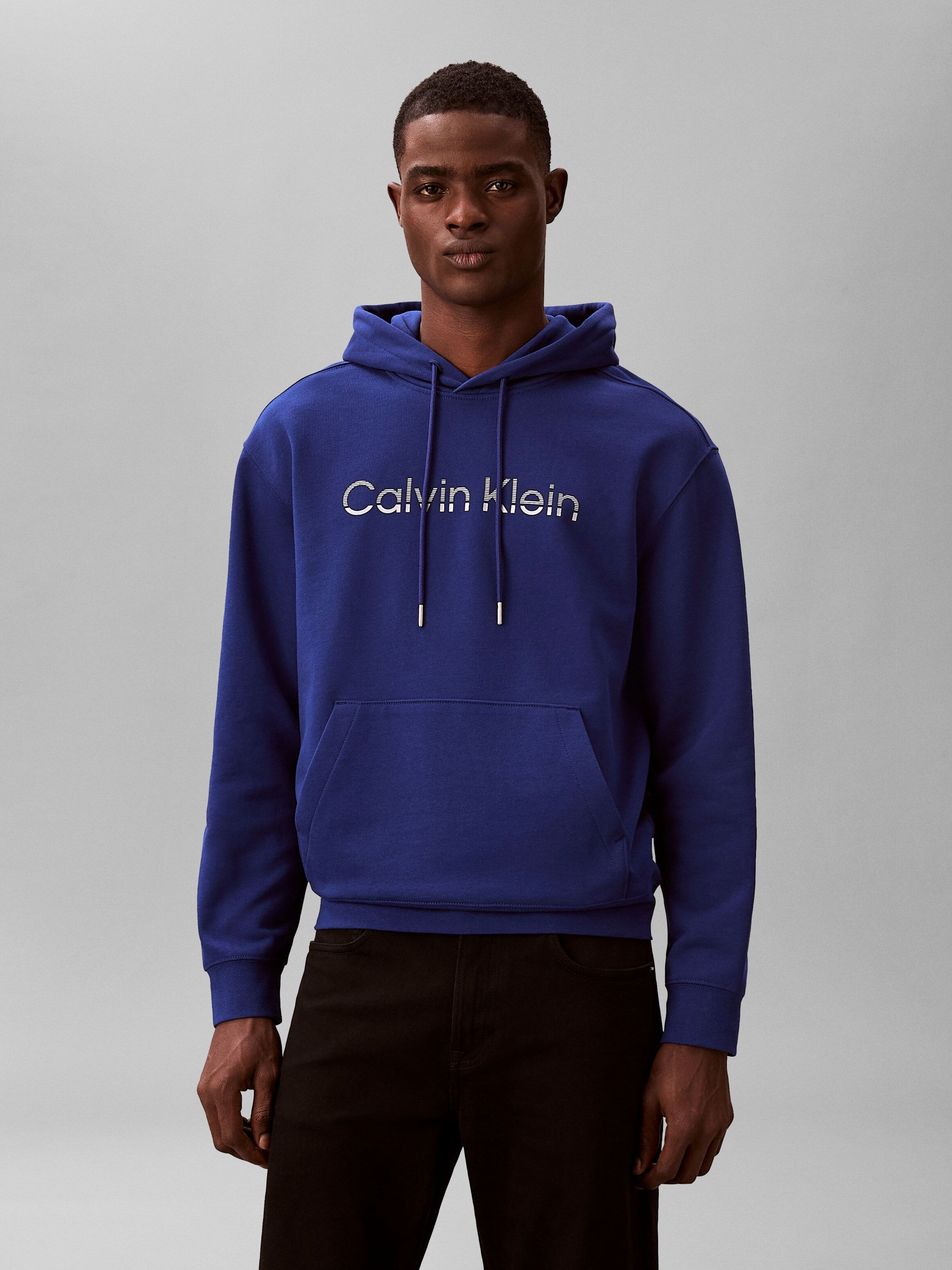 Kapuzensweatshirt CALVIN KLEIN "LS EU 350TERRY HOODIE", Herren, Gr. M, blau (blau majesty), Sweatware, Obermaterial: 92% Baumwolle, 8% Polyester, unifarben, regular fit normal, Rundhals, eingesetzt Rippbündchen, Sweatshirts Kapuzensweatshirt, Regular fit 