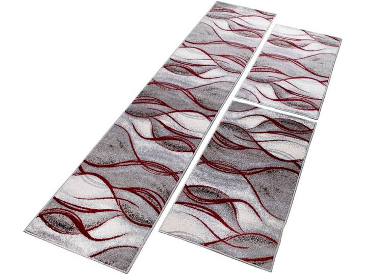 Bettumrandung GOODPRODUCT Tritom Gr. 14, rot, H:9mm, Obermaterial: 100% Polypropylen, Bettumrandungen, Bettumrandung, mit besonders weichem Flor, Kurzflor, modernes Wellen Muster