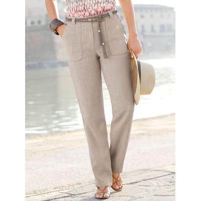 Palazzohose, Damen, Gr. 42, Normalgrößen, grau (stein), 100% Polyester, unifarben, lang, Hosen Palazzohose