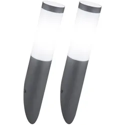 2er Set Außen Wand Leuchte Fassaden EDELSTAHL Fackel Garten Lampe anthrazit im Set inkl. LED Leuchtmittel