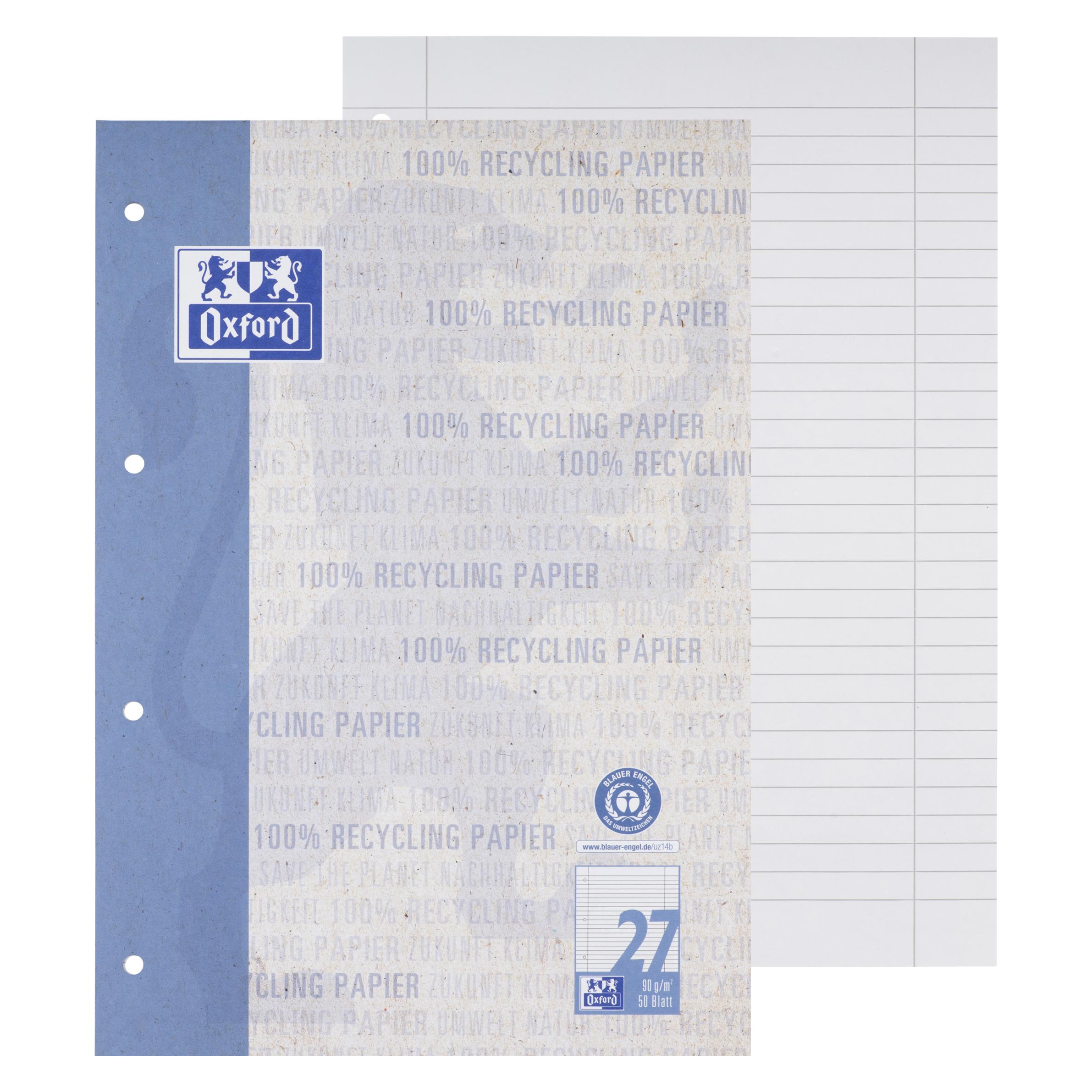 Oxford Recycling Schulblock, A4 (A4, Liniert, Harter Einband) (400159592)