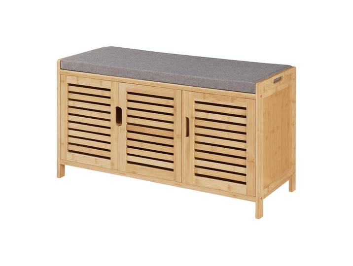 [en.casa] Schuhschrank Selk mit Sitzfläche, Naturfarben, Holz, Bambus, Rechteckig, 90x50x35 cm, Garderobe, Schuhaufbewahrung, Schuhschränke