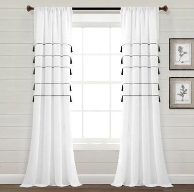 Lush Decor Farmhouse Boho Stripe Woven Tassel Yarn Dyed Cotton Window Curtain Panel Pair